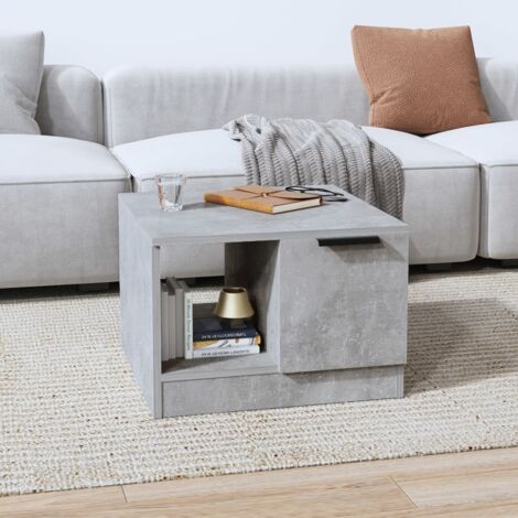 Vidaxl – Table basse fixe 50x50x36 cm en bois d'ingénierie – Surface résistante à l'humidité – Compartiments de rangement intégrés – Gris béton
