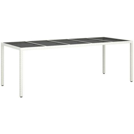 Table de jardin blanc 250x100x75 cm résine tressée verre trempé vidaXL (1/5)