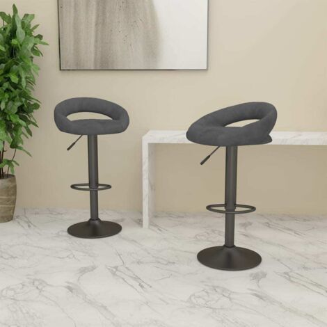 Tabourets de bar lot de 2 gris foncé velours vidaXL (1/6)