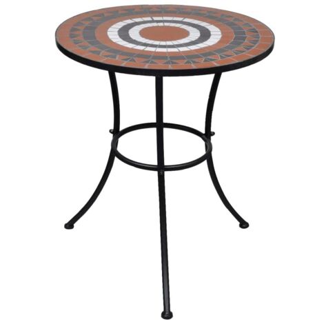 Vidaxl – Table de bistro 60 cm en terre cuite et céramique – Cadre en fer laqué – Idéale pour balcon ou jardin – Facile à assembler