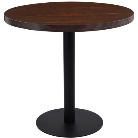 Vidaxl – Table de bistro marron foncé 80 cm MDF – Pied en acier – Pour 2 personnes – Usage intérieur café restaurant