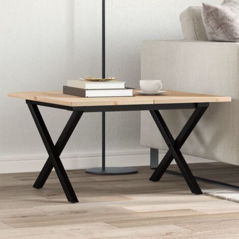 Table basse cadre en X 60x60x40 cm bois de pin massif et acier vidaXL (1/5)