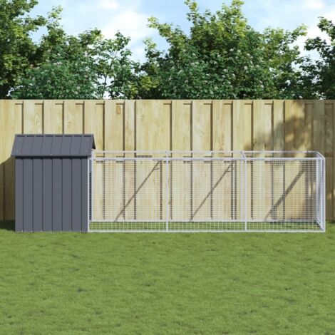 Niche pour chien avec toit anthracite acier galvanisé vidaXL