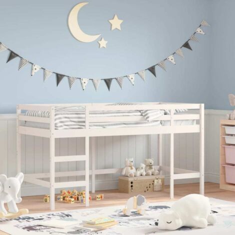 Vidaxl – Lit mezzanine pour enfants 90x190 cm – Échelle incluse – Bois de pin massif – Hauteur 78,5 cm – Barrières de sécurité (1/10)
