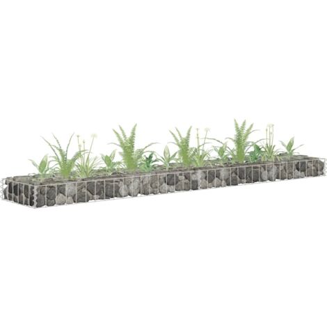 Vidaxl – Lit surélevé à gabion en acier galvanisé 180x30x10 cm – Résistant aux intempéries – Grande capacité de charge – Assemblage requis