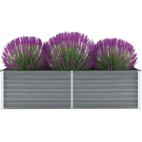 Vidaxl – Lit surélevé de jardin en acier galvanisé 160x40x45 cm – Fond ouvert pour plantation – Résistant aux intempéries – Couleur gris