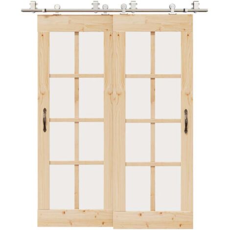 Kit fixation porte coulissante 183 cm Acier inoxydable Argenté vidaXL (1/5)