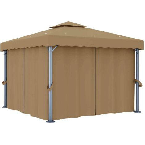 Tonnelle avec rideau 3x3 m Taupe Aluminium vidaXL (1/5)
