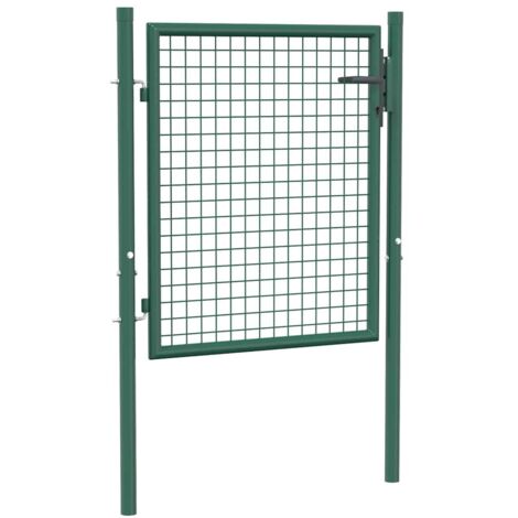 Vidaxl – Portail de clôture en acier 100x75 cm vert – Construction en acier enduit de poudre – Verrouillable avec 3 clés – 2 poteaux avec charnières - vidaXL25104