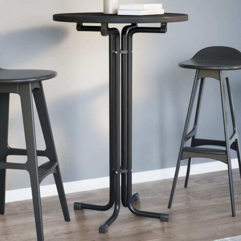 Table à manger noir Ø70x110 cm bois d'ingénierie et acier vidaXL (1/5)