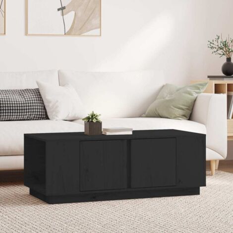 Table basse Noir 110x50x40 cm Bois massif de pin vidaXL (1/5)