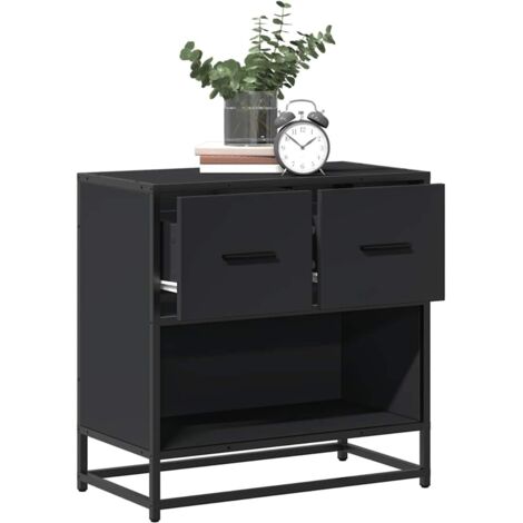 Table de chevet noir 60x31x60 cm bois d'ingénierie et métal vidaXL (1/5)