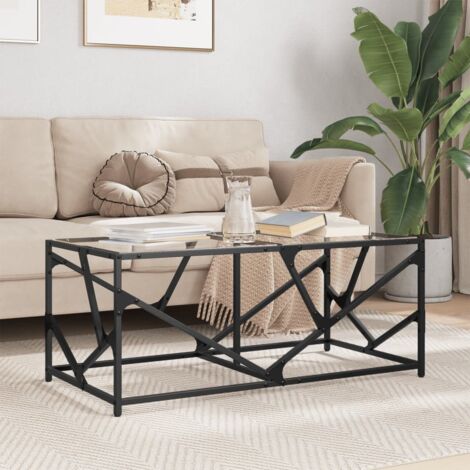 Table basse avec dessus en verre transparent 98,5x50x41cm acier vidaXL (1/5)