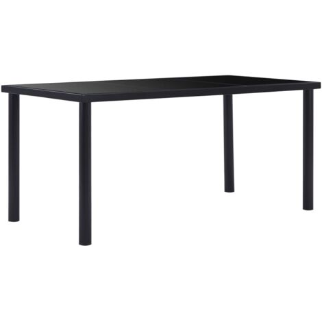 Vidaxl – Table de salle à manger noire 160x80x75 cm – Verre trempé facile à nettoyer – Cadre en métal pour stabilité et durabilité (1/5)