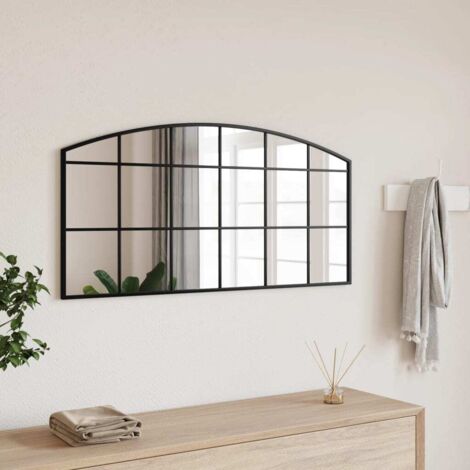 Vidaxl – Miroir mural noir 100x50 cm – Cadre en fer enduit de poudre – Épaisseur 1,5 cm – Film anti éclatement au dos - vidaXL276573