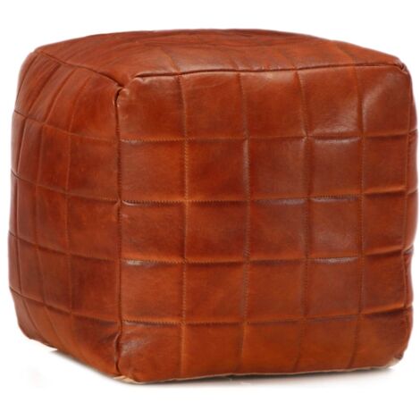 Pouf 40 x 40 x 40 cm Brun roux Cuir véritable de chèvre vidaXL (1/4)