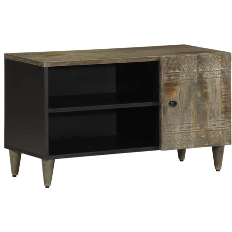 Meuble TV gris clair 80x31,5x46 cm bois massif de manguier vidaXL (1/5)