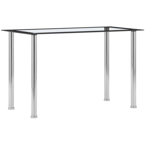 Vidaxl – Table de salle à manger noir et transparent 120x60x75 cm – Verre trempé facile à nettoyer – Cadre en acier inoxydable durable (1/5)