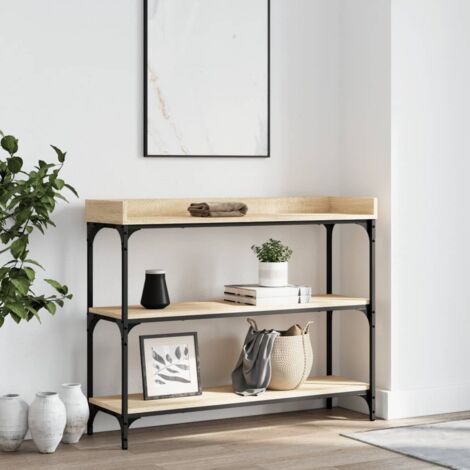 Vidaxl – Table console chêne sonoma 100x30x80 cm – Bois d'ingénierie résistant à l'humidité – Cadre métal style industriel – Rangement optimal