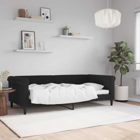 Lit de repos sans matelas noir 90x190 cm velours vidaXL (1/5)