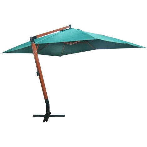 Vidaxl – Parasol flottant 300 x 400 cm – Vert – Polyester 250 g/m² imperméable – Support en bois dur – Système à poulie