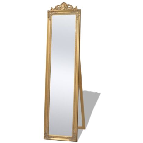 Vidaxl – Miroir sur pied doré 160x40 cm – Cadre baroque en bois – Élégance pour couloir, chambre ou dressing