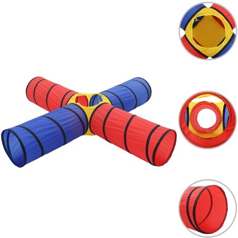 Vidaxl – Tunnel de jeu en polyester avec 4 tunnels – Dimensions 250 x 250 x 48 cm – Pour intérieur et extérieur – Ne convient pas aux enfants de moins de 36 mois