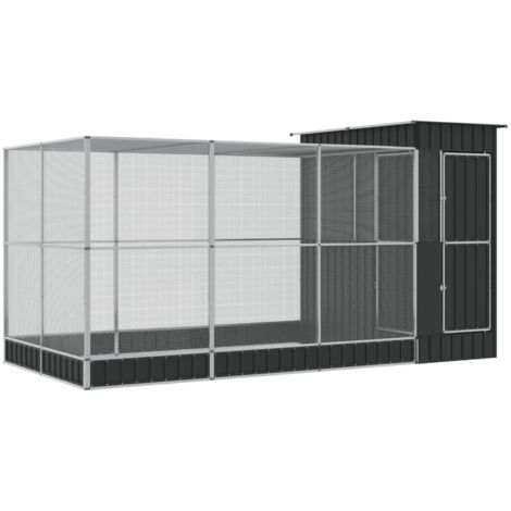 Vidaxl – Volière avec extension 416x203x216 cm – Acier galvanisé – Grilles en acier – Verrouillable – Pour oiseaux et petits animaux
