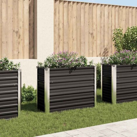 Vidaxl – Lit surélevé de jardin anthracite 100x40x77 cm – Acier galvanisé résistant aux intempéries – Fond ouvert pour drainage optimal