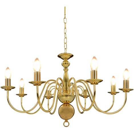 Vidaxl – Lustre doré 8 ampoules E14 – Métal – Dimensions 80 x 45 cm – Compatible avec ampoules E14 – Installation facile incluse