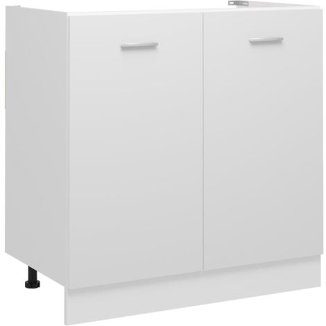 Vidaxl – Meuble de cuisine bas Lyon blanc 80x46x81,5 cm – Bois ingénieré – 2 portes battantes – Grand espace de rangement