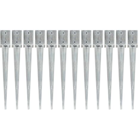 Piquets au sol 12 pcs Argenté 9x9x75 cm Acier galvanisé vidaXL