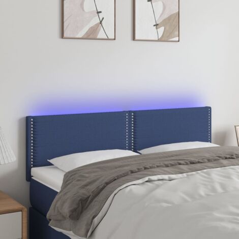 Tête de lit à LED Bleu 144x5x78/88 cm Tissu vidaXL (1/5)