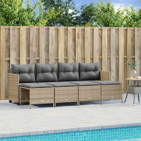 Salon de jardin avec coussins 5 pcs beige résine tressée vidaXL (1/5)