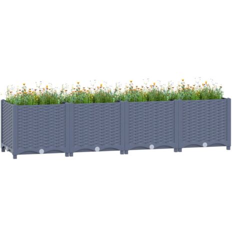 Vidaxl – Lit surélevé 160x40x38 cm en polypropylène – Résistant aux intempéries – Pour plantes, légumes et herbes – Assemblage requis