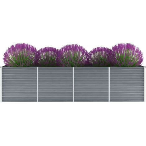 Vidaxl – Lit surélevé de jardin en acier galvanisé 320x80x77 cm – Résistant aux intempéries – Fond ouvert pour plantation facile