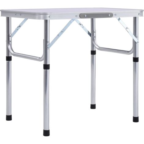 Vidaxl – Table de camping pliable en aluminium blanc 60x45 cm – Léger et facile à transporter – Idéal pour pique-nique et randonnée