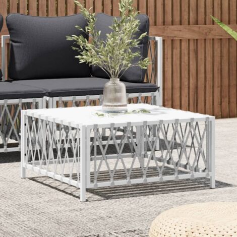 Vidaxl – Table de jardin blanche 70x70x34 cm – Tissu tissé durable – Cadre en acier enduit de poudre – Capacité 110 kg (1/5)
