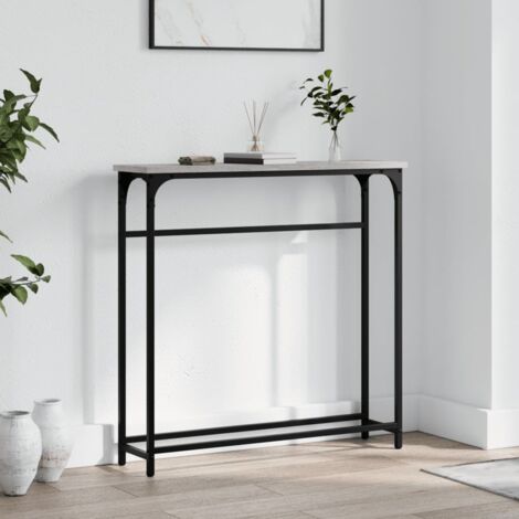 Vidaxl – Table console en bois d'ingénierie gris sonoma 75x19,5x75 cm – Pieds réglables pour sol inégal – Style industriel