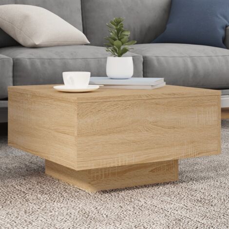 Vidaxl – Table basse LED chêne sonoma 55x55x31 cm – Surface résistante à l'humidité – Design moderne pour salon – Connecteur USB inclus