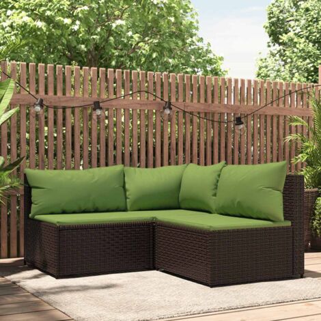 Salon de jardin 3 pcs avec coussins marron résine tressée vidaXL (1/5)