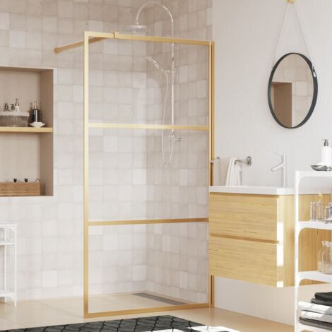 Vidaxl – Paroi de douche en verre ESG transparent doré 115x195 cm – Cadre aluminium réglable – Résistance aux éclaboussures – Facile à nettoyer (1/6)