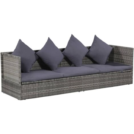 Vidaxl – Canapé de jardin en résine tressée – 200x60 cm – Cadre en acier robuste – Coussins amovibles et lavables – Résistant à l'eau