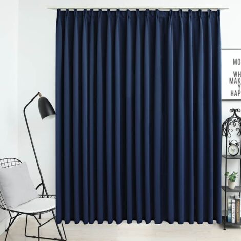 Vidaxl – Rideau occultant bleu 290x245 cm – Polyester haute qualité – Crochets métalliques pour installation facile – Intimité totale et blocage lumière