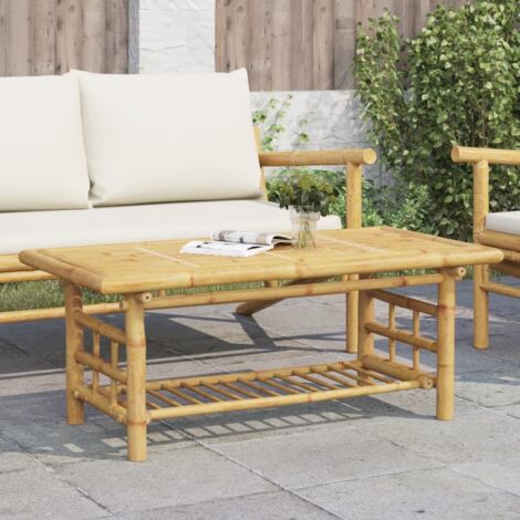 Vidaxl – Table basse en bambou 110x55x45 cm – Imputrescible et résistant à l'eau – Étagère de rangement intégrée – Pour intérieur et extérieur