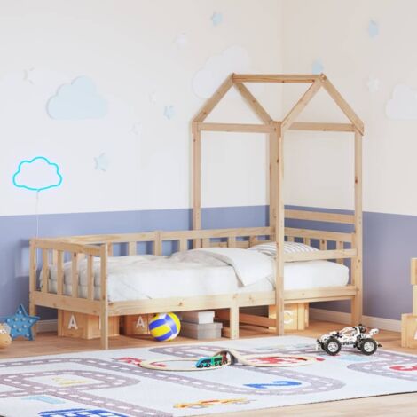 Lit de jour avec toit sans matelas 80x200 cm bois massif vidaXL (1/5)