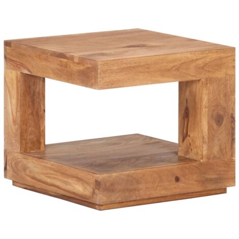 Vidaxl – Table basse fixe 45x45x40 cm en bois d'acacia massif – Grand espace de rangement – Finition marron miel – Assemblage non requis (1/5)
