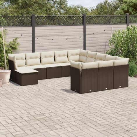 Salon de jardin avec coussins 12 pcs marron résine tressée vidaXL (1/3)