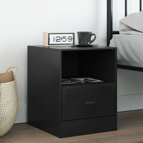 Table de chevet noir 34,5x39x44 cm acier vidaXL (1/6)