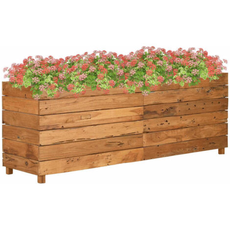 Lit surélevé 150x40x55 cm bois de teck recyclé et acier vidaXL (1/8)